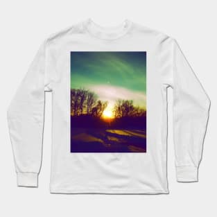 Green Blue Sunset Long Sleeve T-Shirt